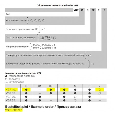 Газовый электромагнитный клапан Kromschroder VGP 15R02T7 (85294100)