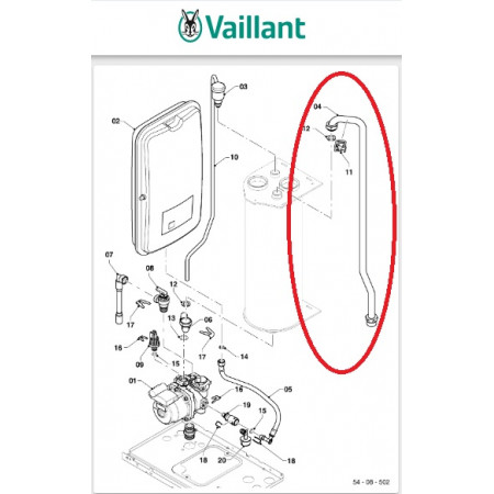 Гидравлическая трубка подачи VE eloBLOCK 6-28кВт V.14  Vaillant (0010025849)